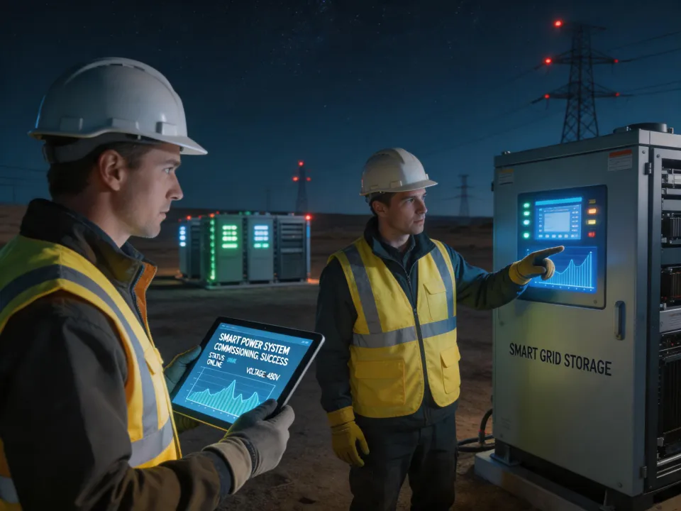 Field engineers commissioning smart power system
